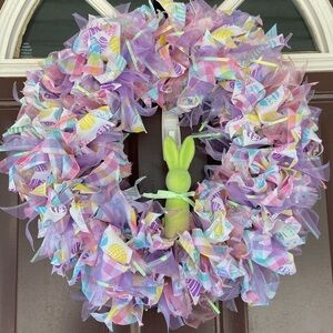 Colorful Easter Wreath with Bunny